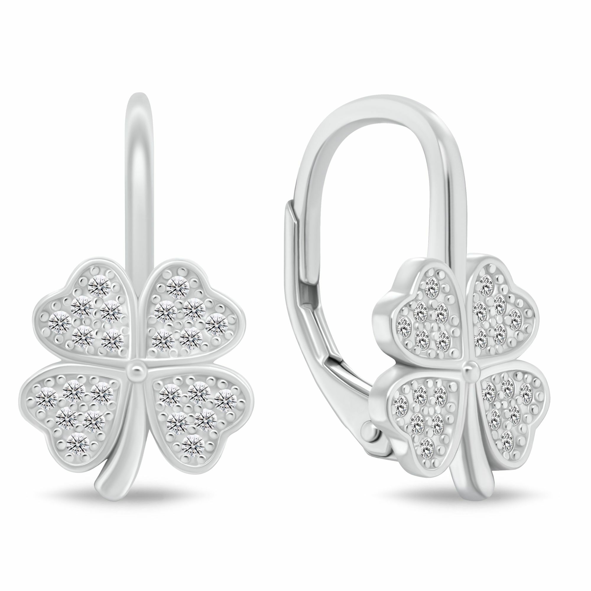 Brilio Silver Visiace strieborné náušnice Štvorlístok so zirkónmi EA1252W