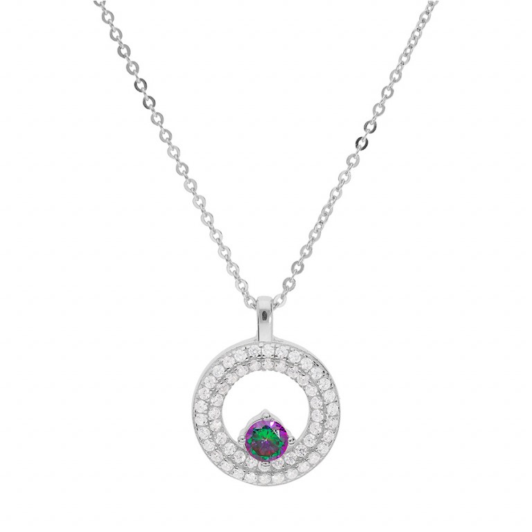 Brilio Silver Zářivý stříbrný náhrdelník s duhovým topazem Mystic Stone MP04957A (řetízek, přívěsek)