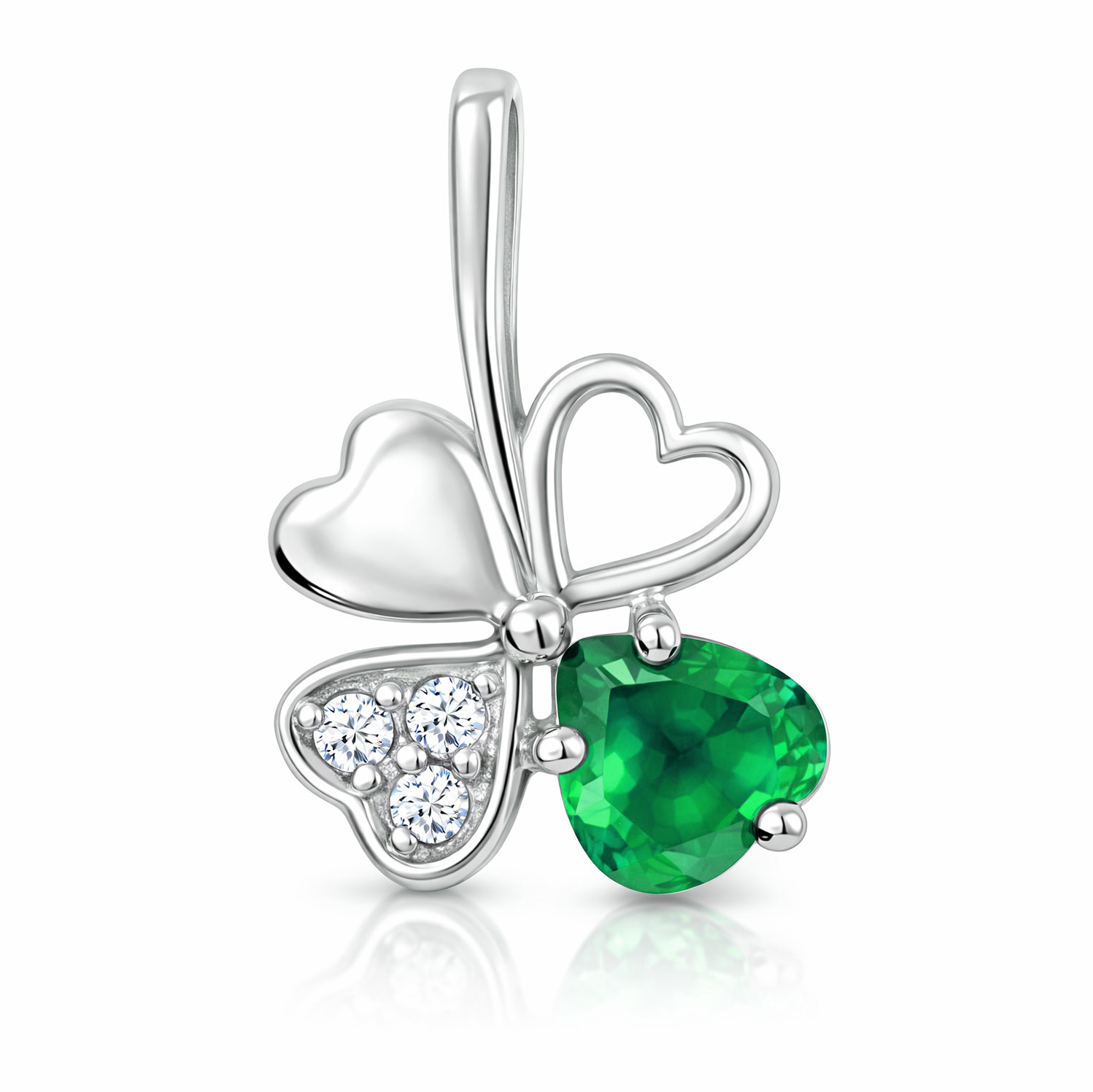 Soliter Strieborný prívesok štvorlístok 446 001 00349 04 - zelený