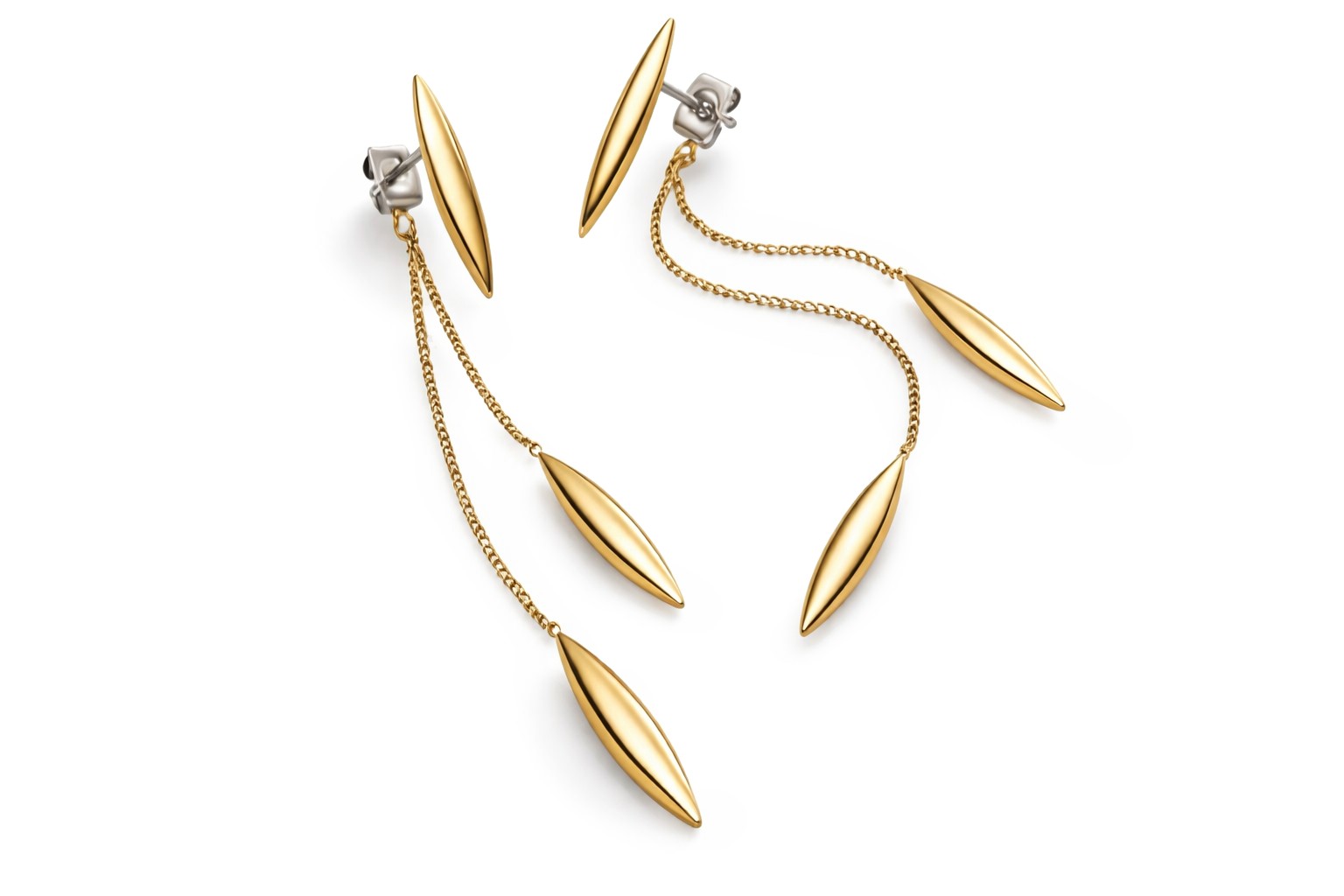 Boccia Titanium Dlhé pozlátené náušnice z titánu 05074-02