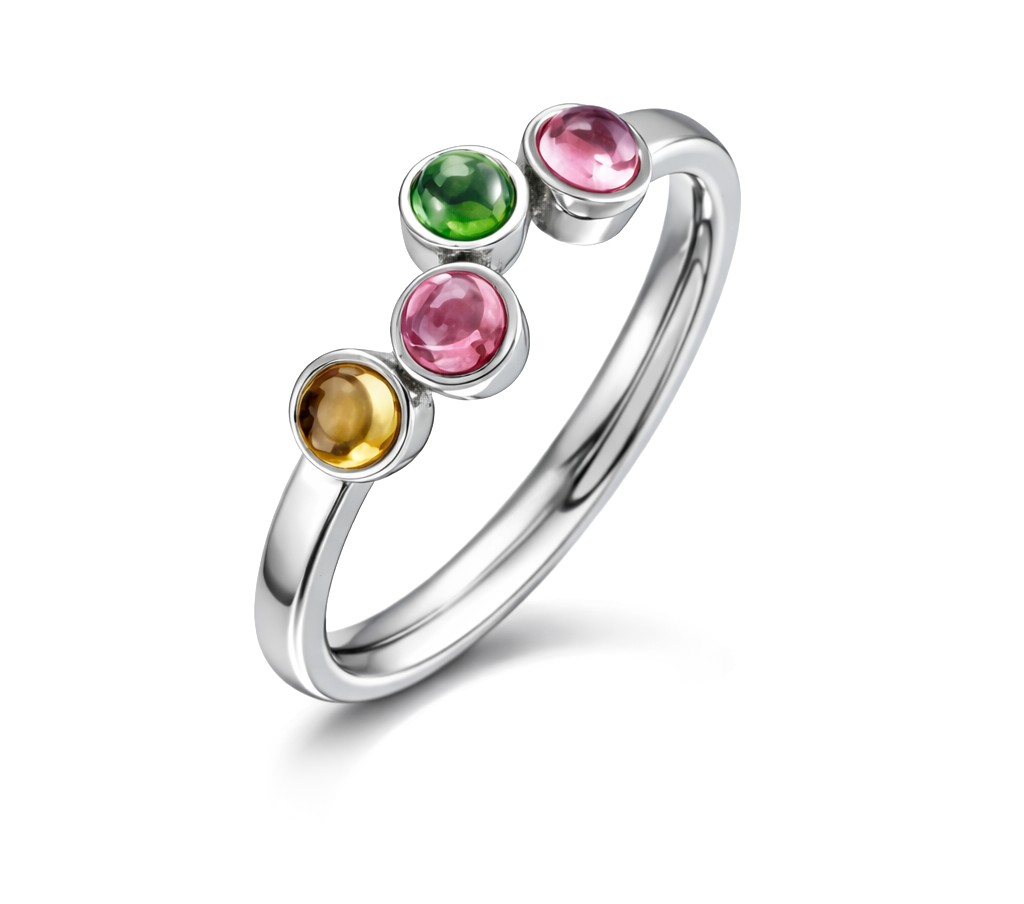 Boccia Titanium Krásny titánový prsteň s turmalínmi 0152-01 59 mm