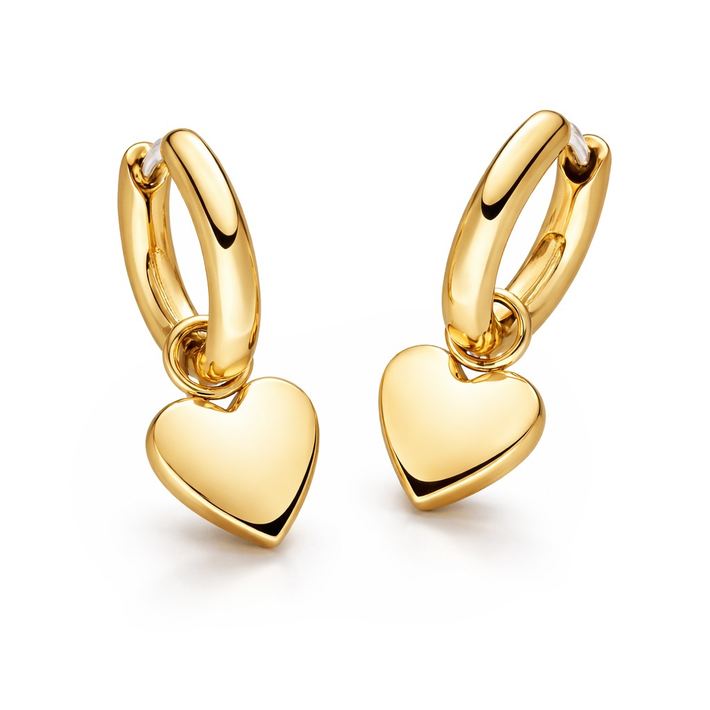 Boccia Titanium Pozlátené titánové náušnice so srdiečkami 05081-02