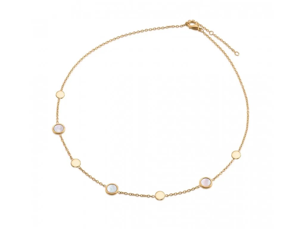 Boccia Titanium Pozlacený titanový náhrdelník s perletí 08056-02