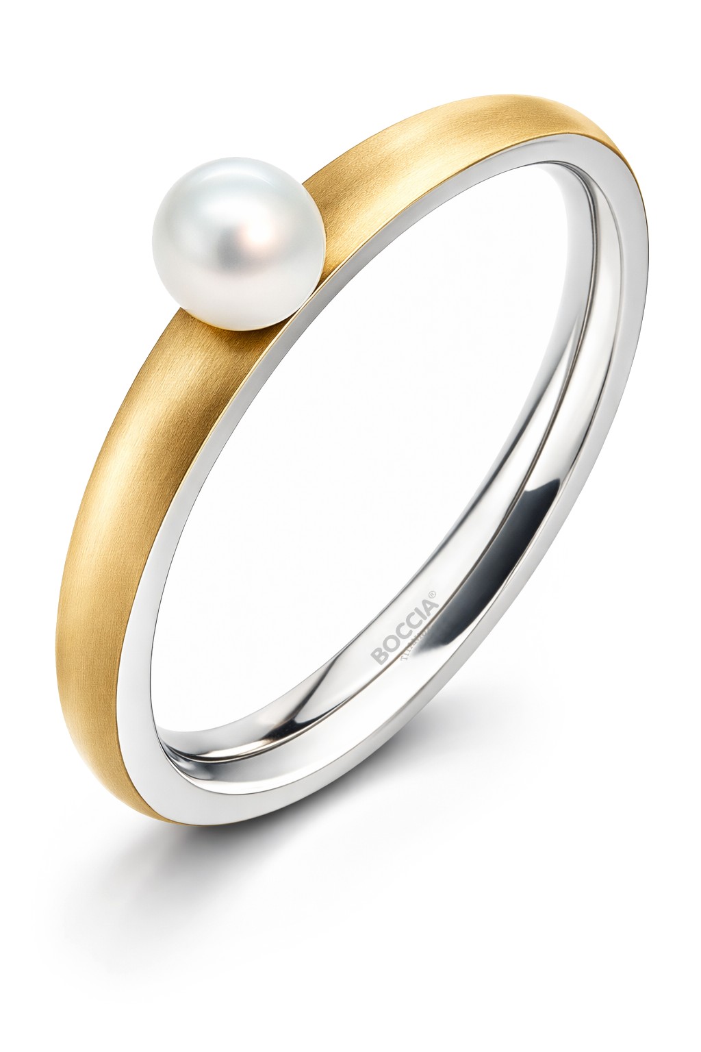 Boccia Titanium Pozlátený titánový prsteň s perličkou 0145-02 56 mm