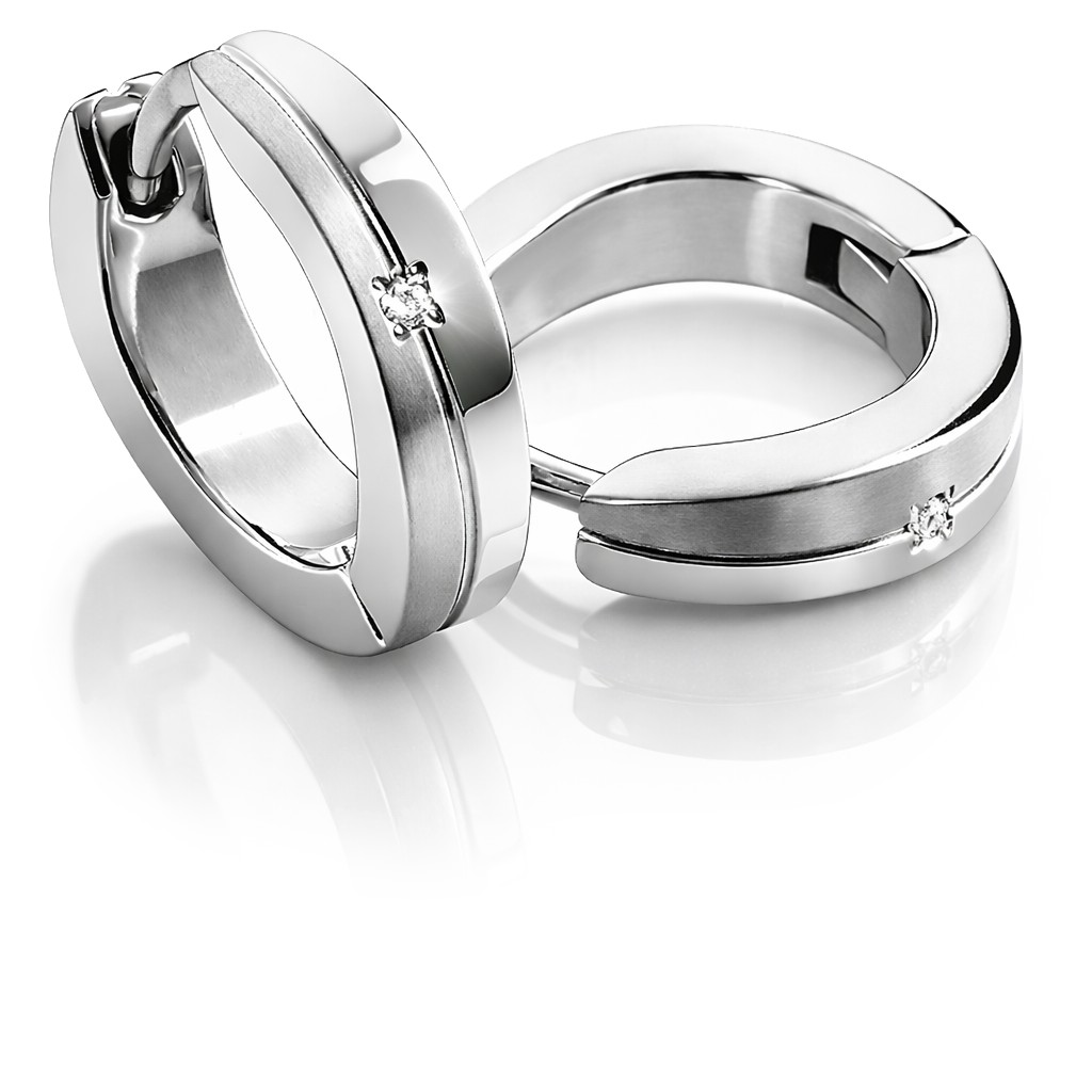 Boccia Titanium Titánové náušnice s diamantom 0563-03