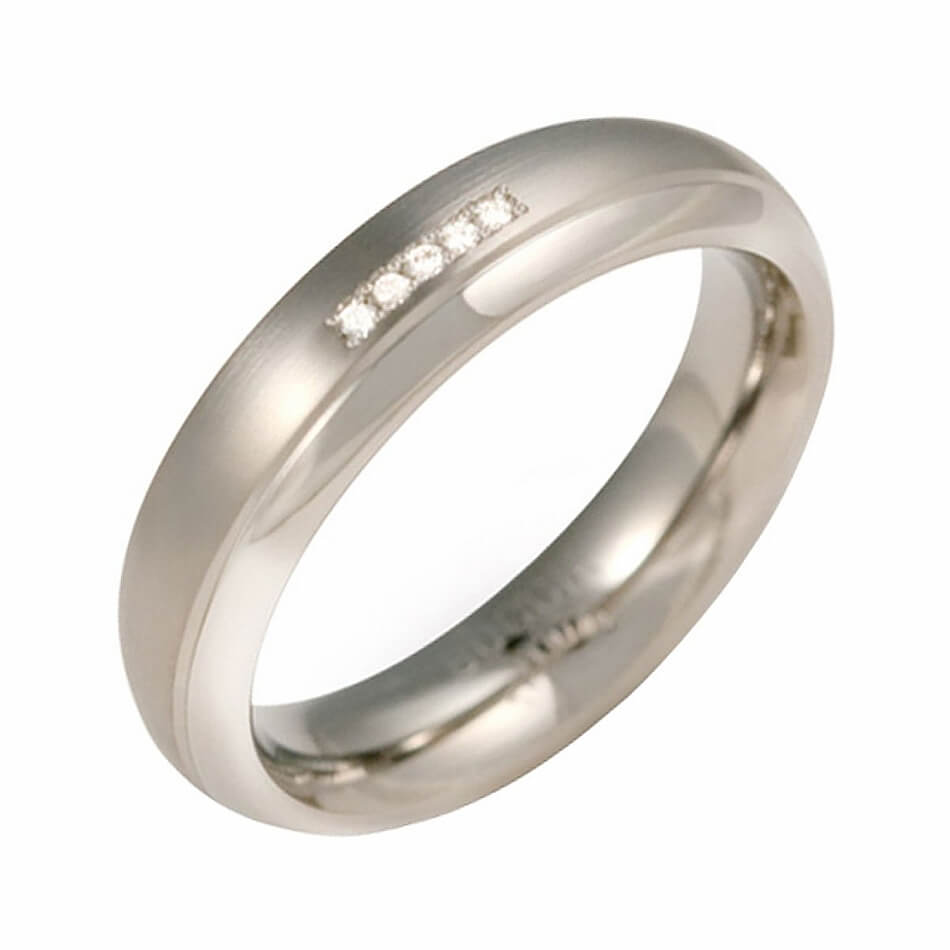 Boccia Titanium Titánový snubný prsteň s diamantmi 0130-09 57 mm