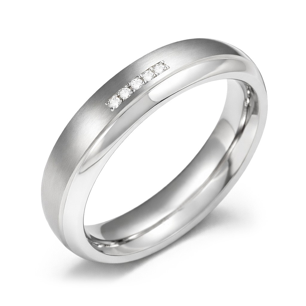 Boccia Titanium Titánový snubný prsteň s diamantmi 0130-09 50 mm