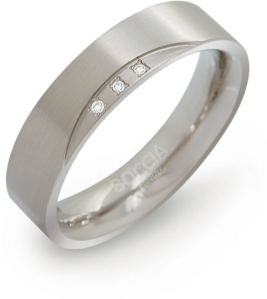 Boccia Titanium Titánový snubný prsteň s diamantmi 0138-02 54 mm