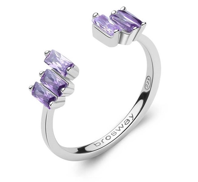 Levně Brosway Blyštivý otevřený prsten Fancy Magic Purple FMP15 L (56 - 59 mm)