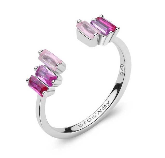 Levně Brosway Blyštivý otevřený prsten Fancy Vibrant Pink FVP12 50 mm