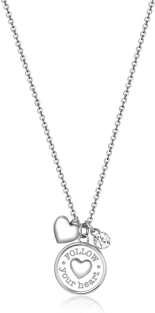 Ocelový náhrdelník Srdce Chakra BHKL03EN (řetízek, přívěsky)