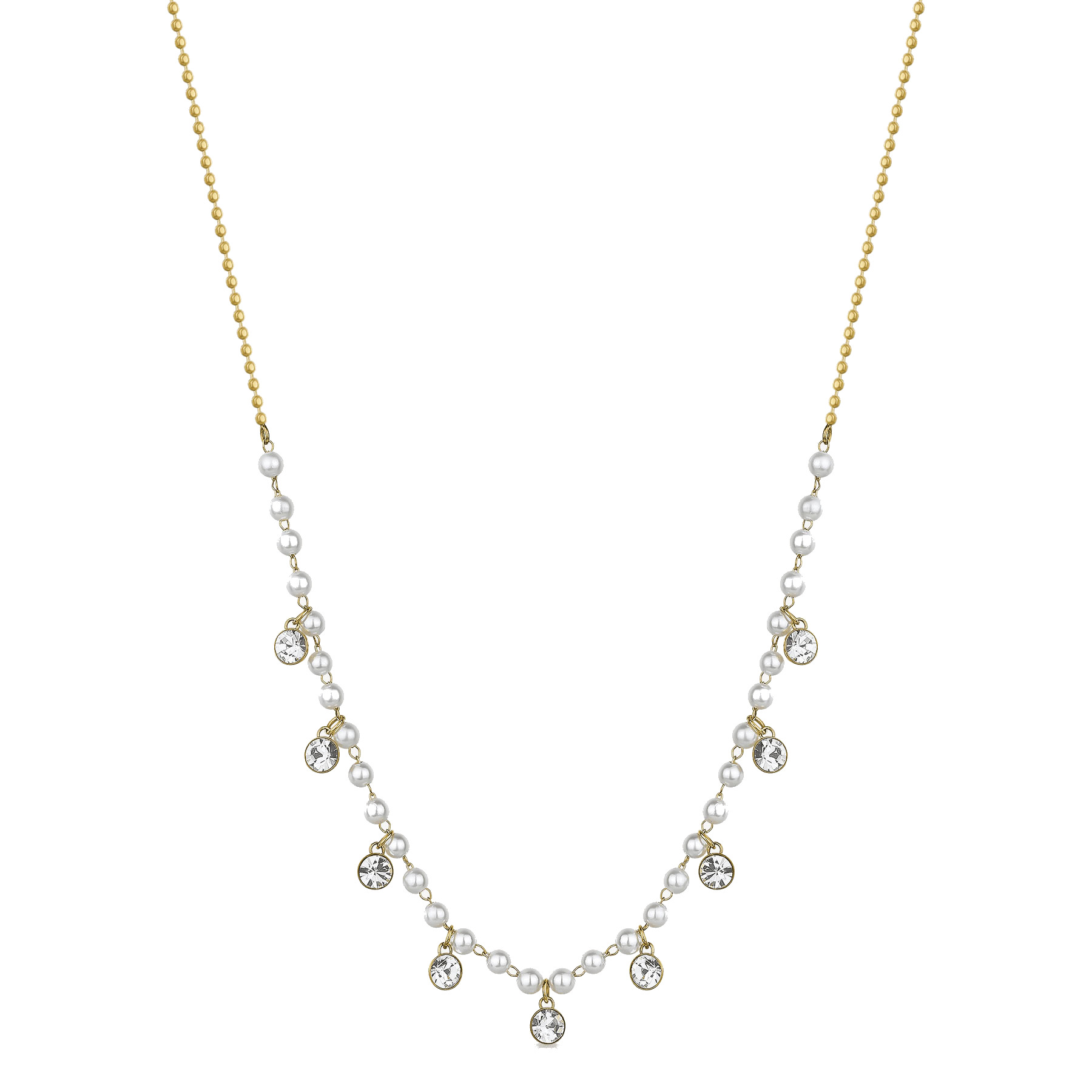 Levně Brosway Okouzlující pozlacený náhrdelník s perlami Chant BAH84