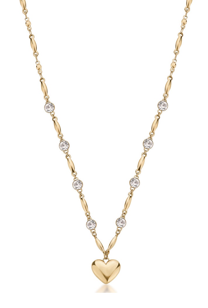 Brosway Půvabný pozlacený náhrdelník Srdce s krystaly Chakra BHKN132
