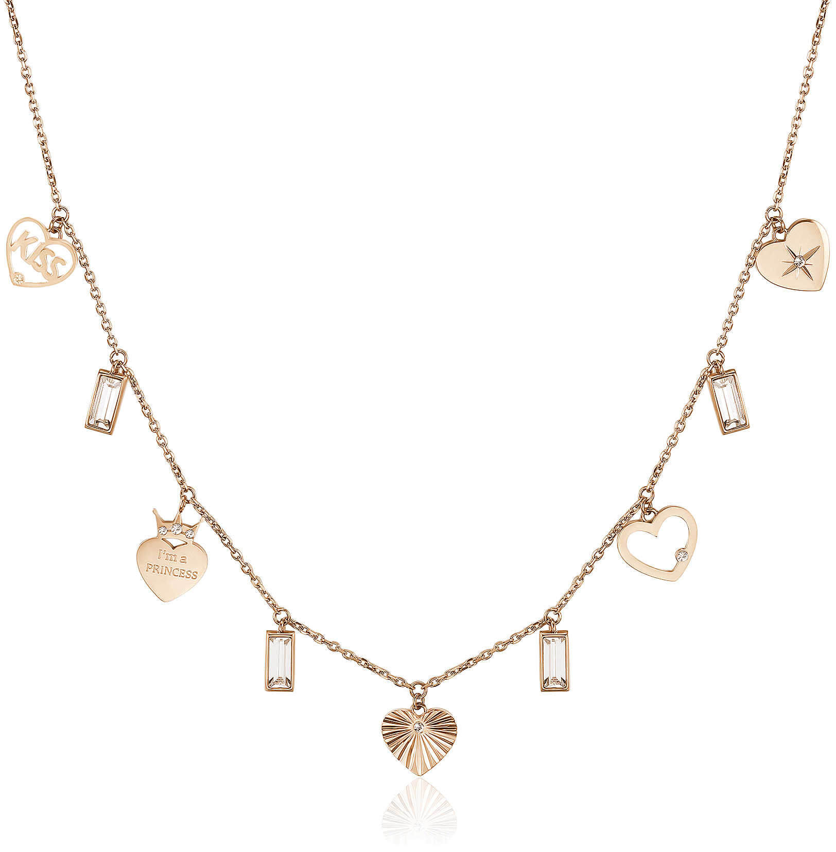 Brosway Růžově pozlacený ocelový náhrdelník s přívěsky Chant BAH08