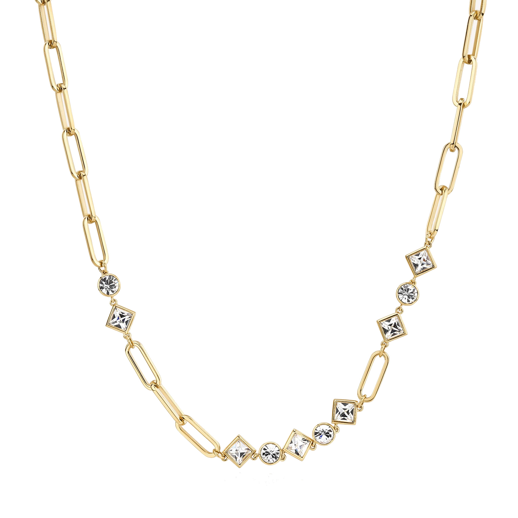 Brosway Slušivý pozlacený náhrdelník s čirými krystaly Emphasis BEH06