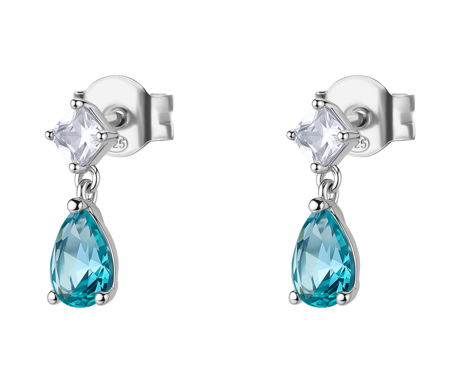 Brosway Strieborné visiace náušnice s kubickou zirkóniou Aqua Green Fancy FAG16