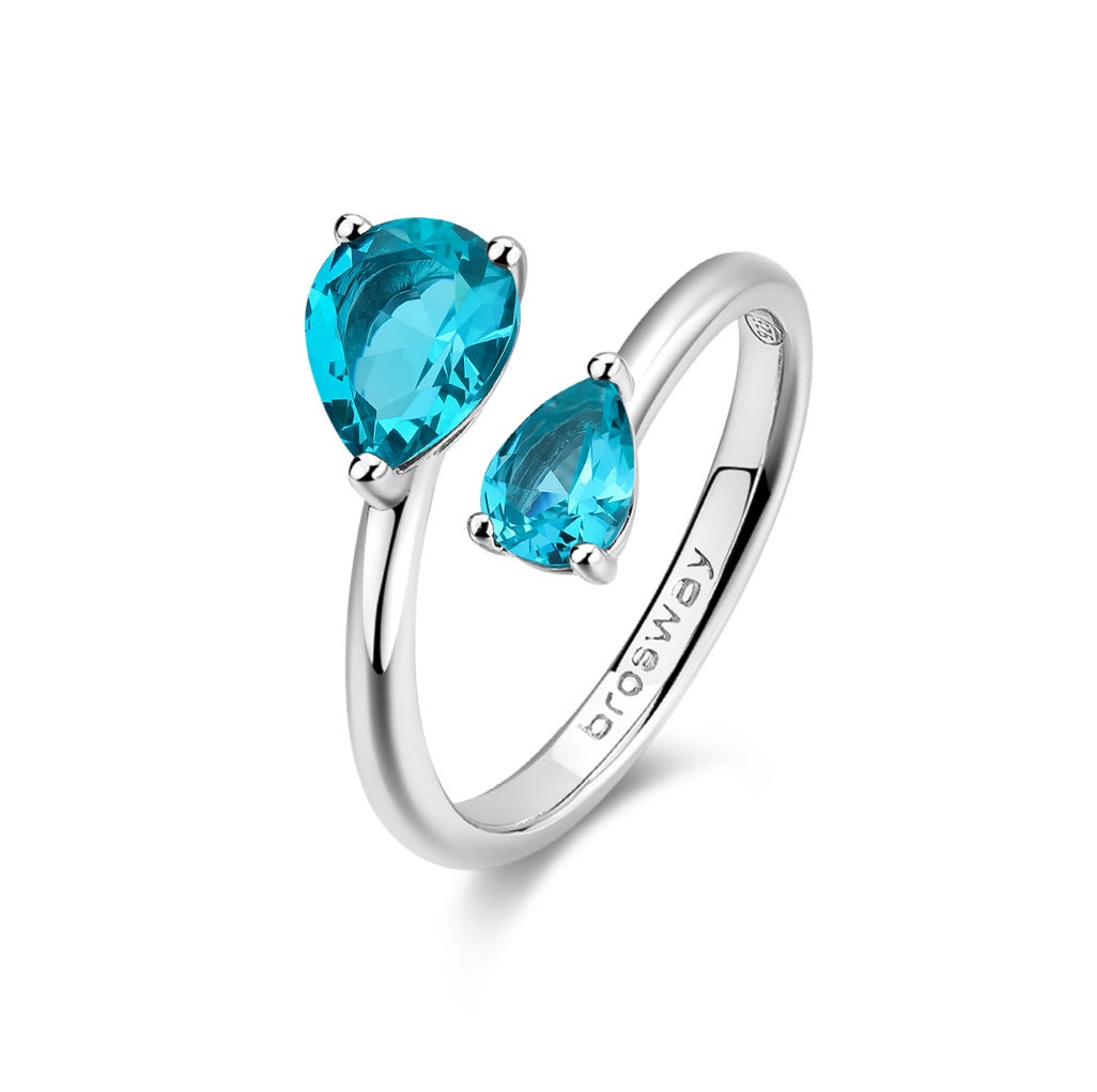Brosway Strieborný otvorený prsteň Aqua Green Fancy FAG22 54 mm