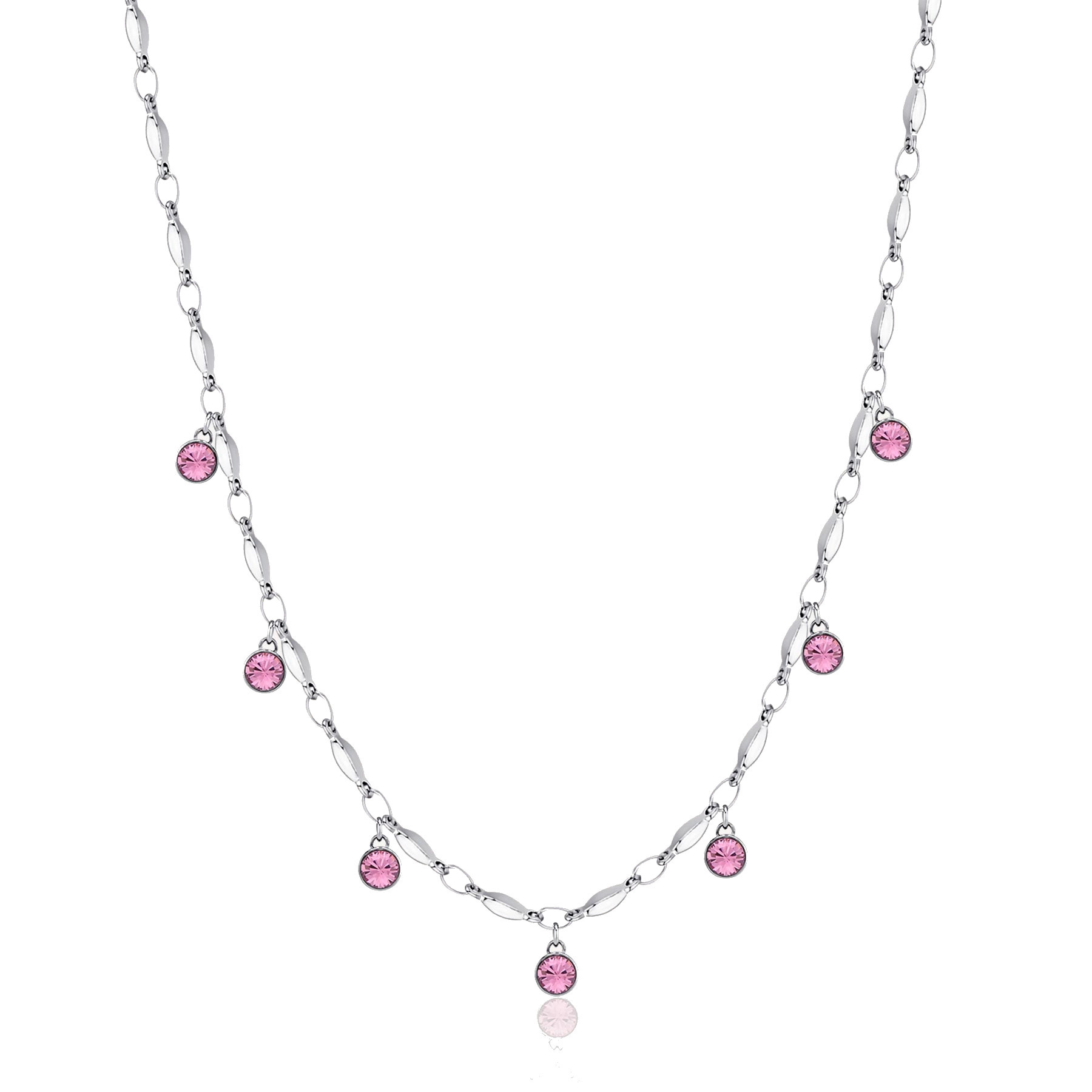 Brosway Trblietavý náhrdelník s ružovými kryštálmi Symphonia BYM140