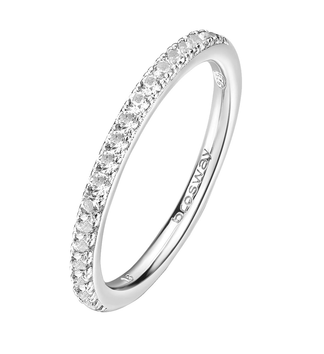 Brosway Třpytivý stříbrný prsten Fancy Infinite White FIW74 50 mm