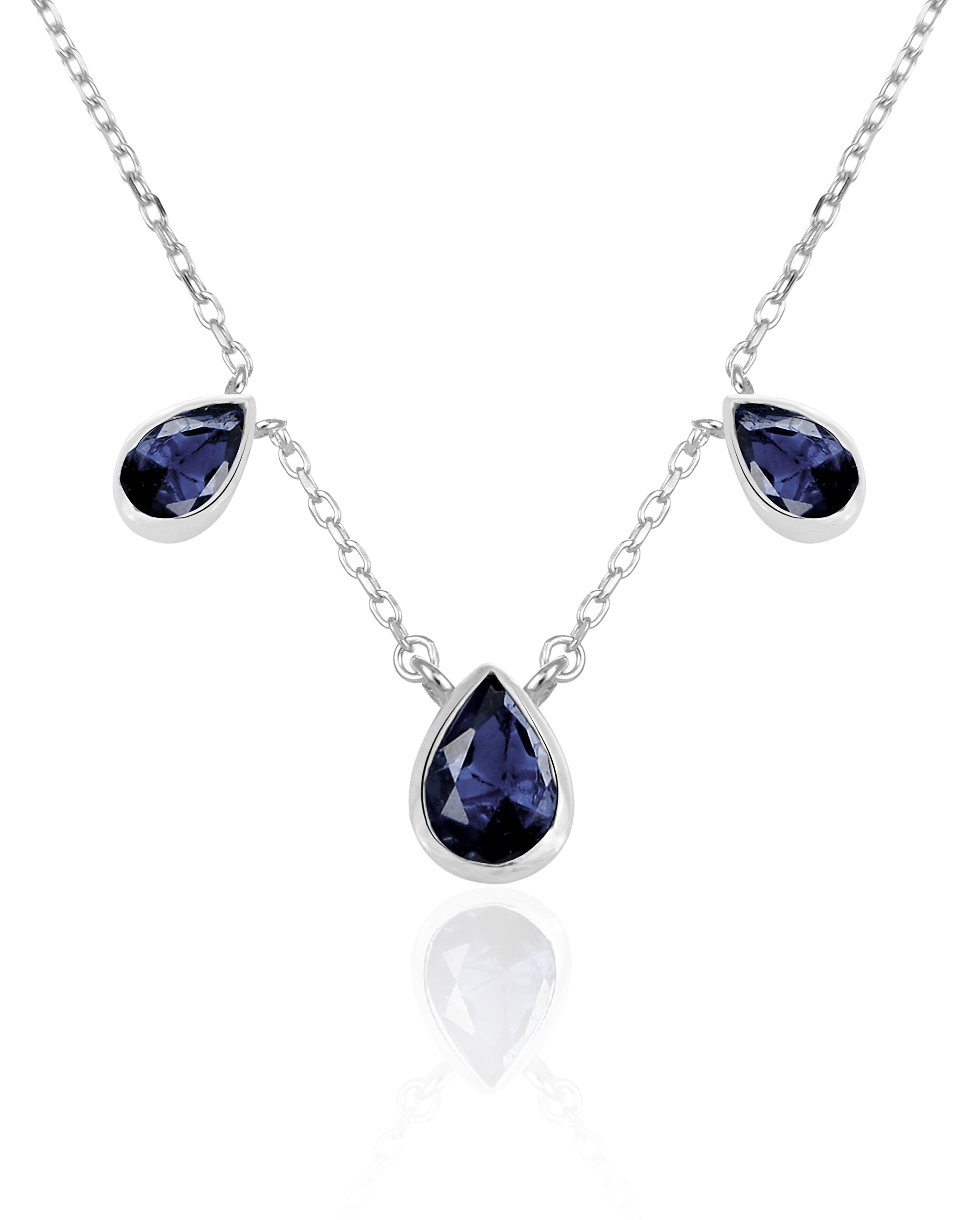 Beneto Exclusive Luxusný strieborný náhrdelník so zafírmi SAFAGS1/46