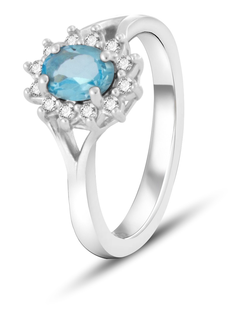 Beneto Exclusive Okouzlujicí prsten s modrým topazem TOPAGG4 50 mm