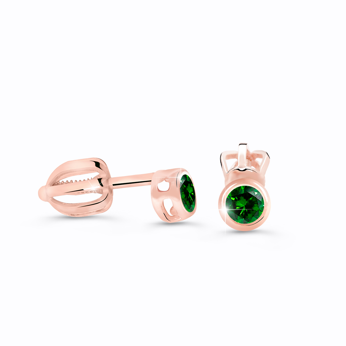 Cutie Diamonds Drobné náušnice z růžového zlata se smaragdy DZ62231-30-SM-X-4