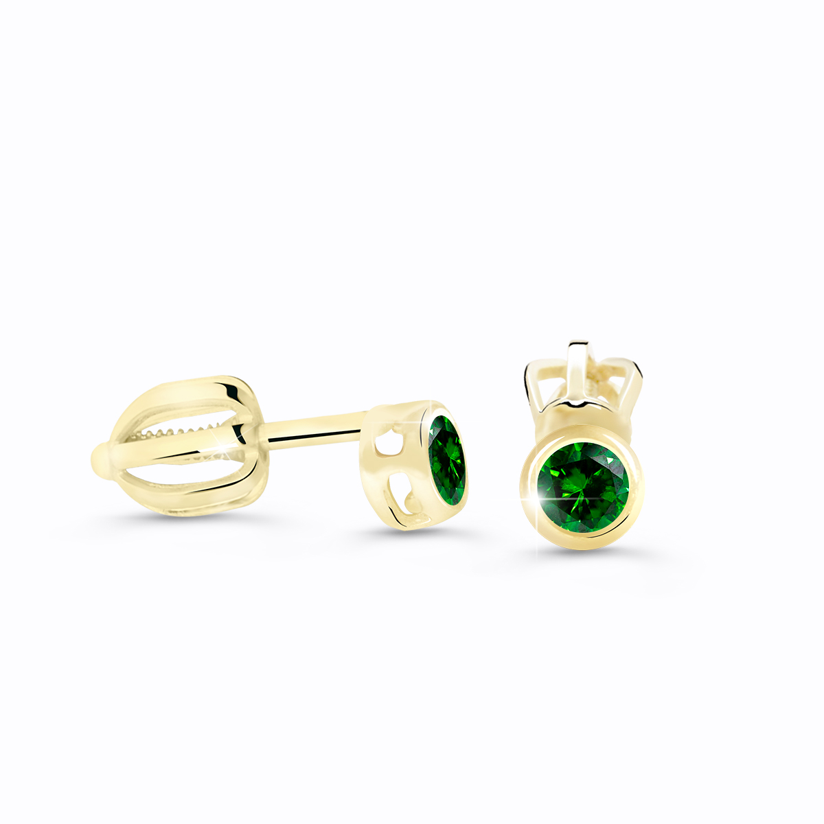 Cutie Diamonds Drobné náušnice zo žltého zlata so smaragdmi DZ62231-30-SM-X-1