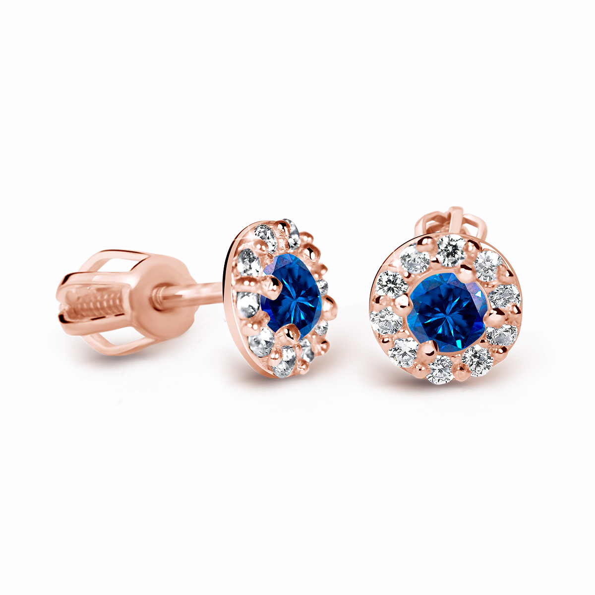 Cutie Diamonds Luxusné náušnice z ružového zlata so zafírmi a diamantmi DZ60167-30-SF-X-4