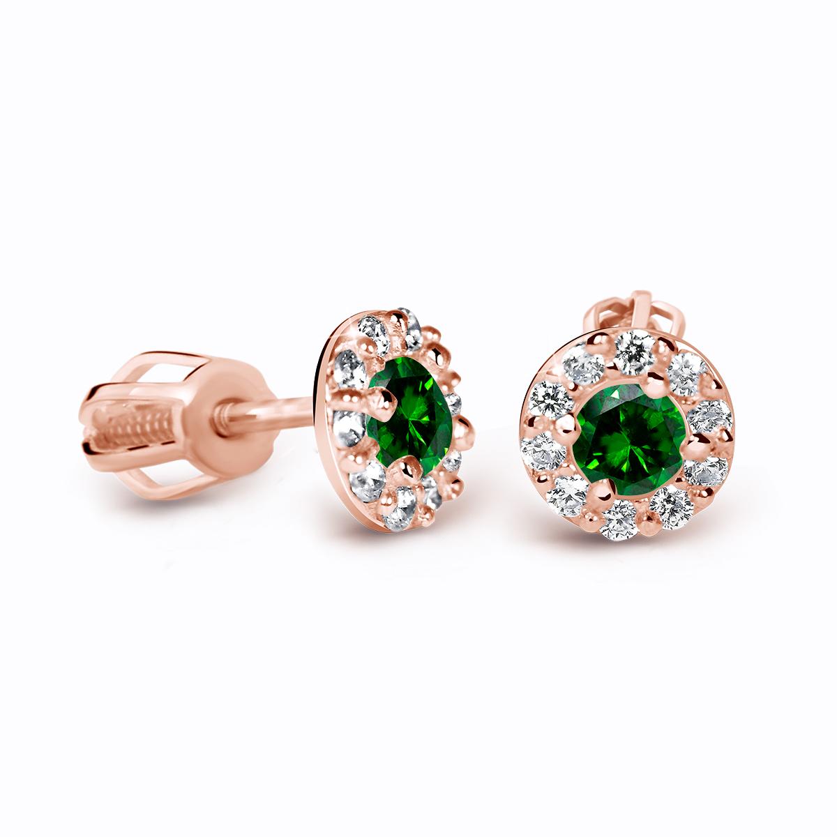 Cutie Diamonds Luxusní náušnice z růžového zlata se smaragdy a diamanty DZ60167-30-SM-X-4