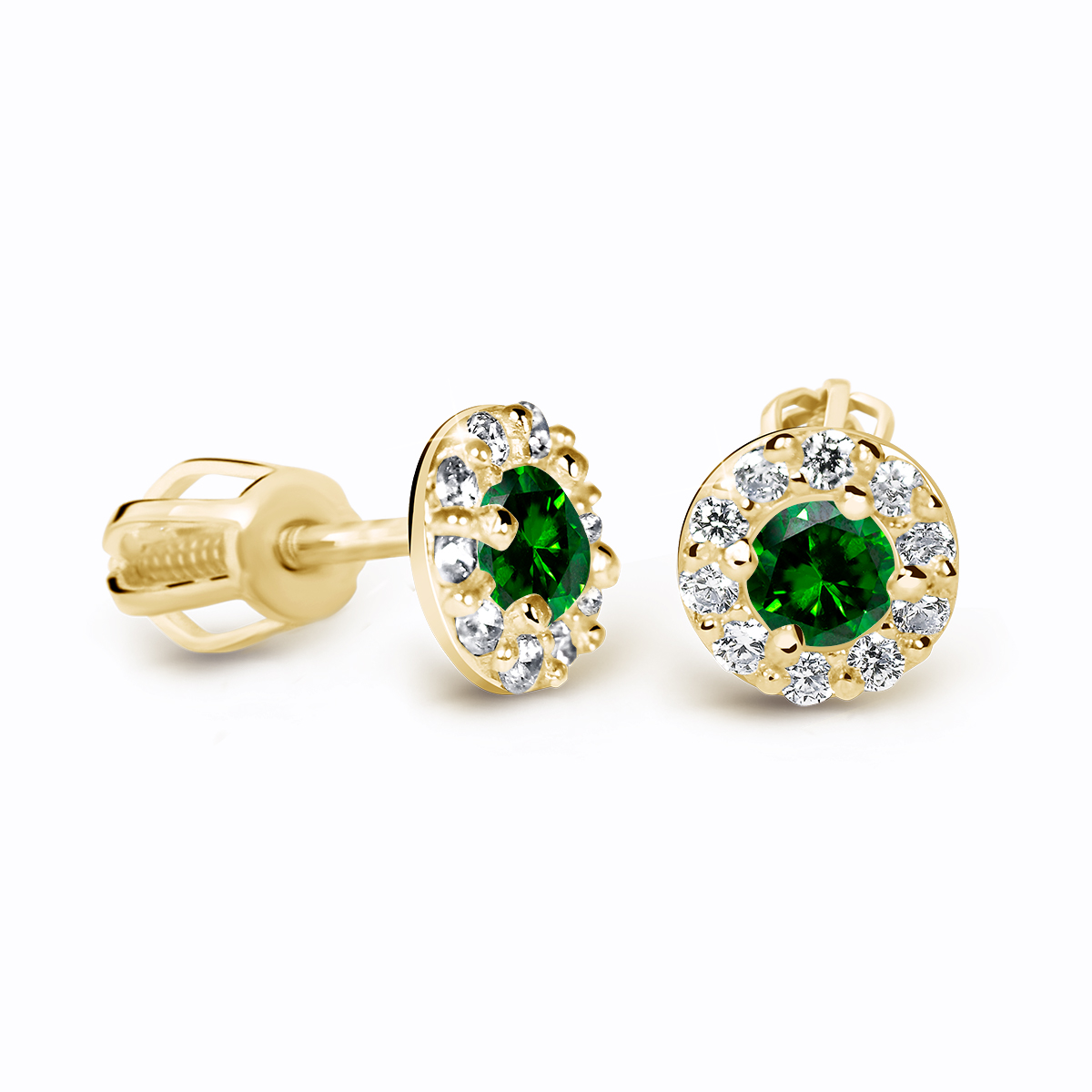 Cutie Diamonds Luxusní náušnice ze žlutého zlata se smaragdy a diamanty DZ60167-30-SM-X-1