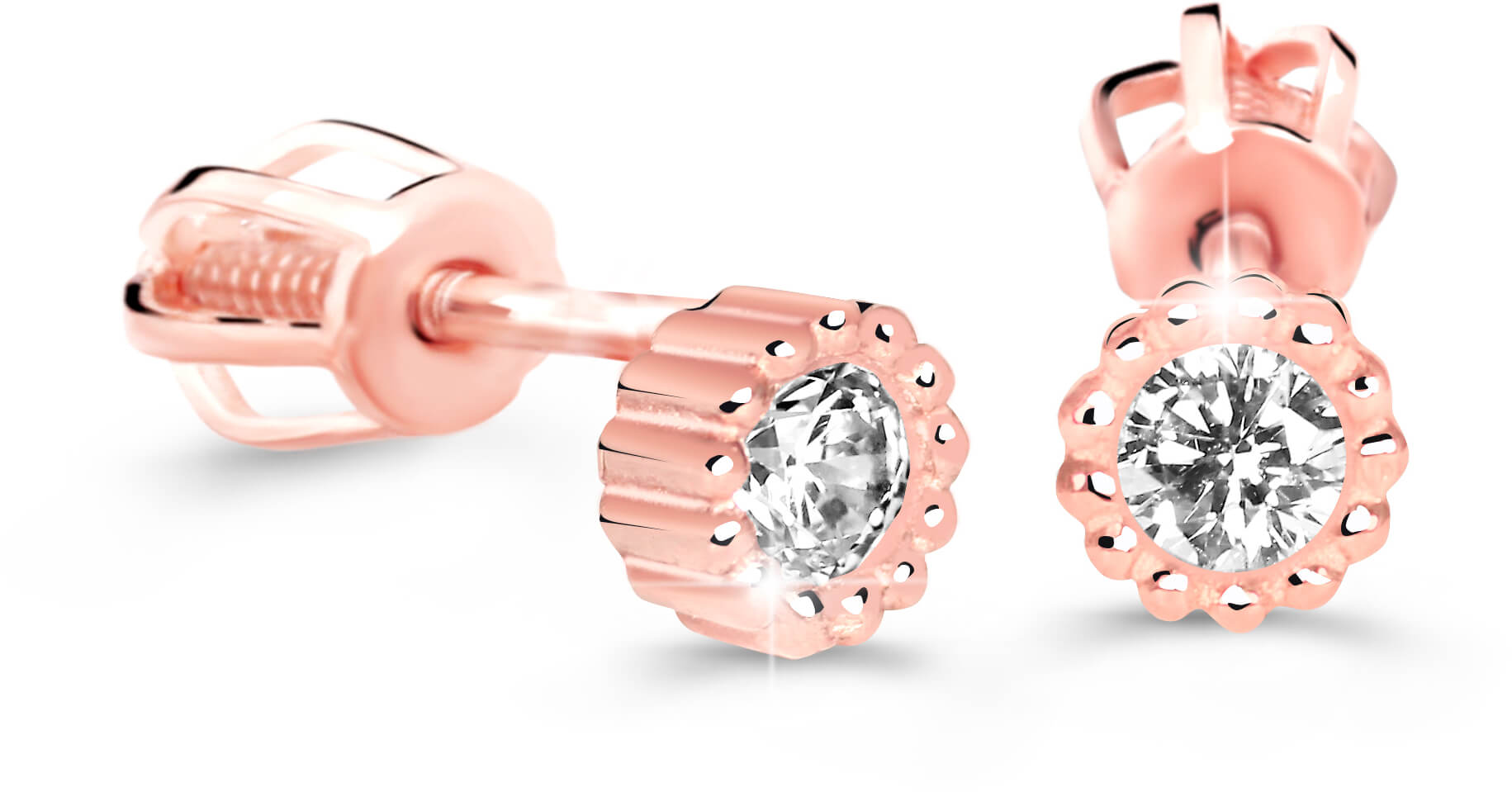 Cutie Diamonds Minimalistické náušnice kôstky z ružového zlata s briliantmi DZ60236-30-00-X-4