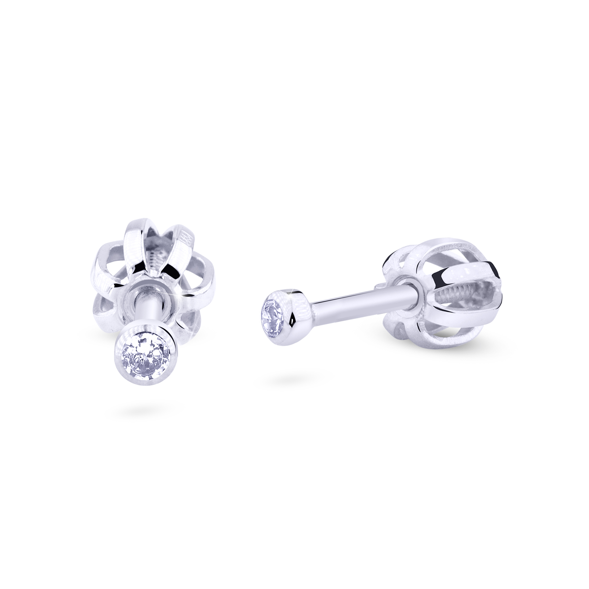Cutie Diamonds -  Minimalistické peckové náušnice z bílého zlata s brilianty DZ3032-30-00-X-2