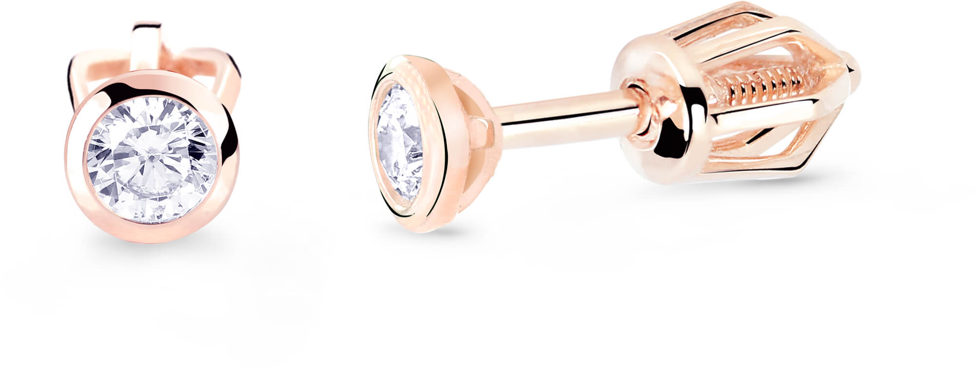 Cutie Diamonds Minimalistické peckové náušnice z růžového zlata s brilianty DZ8007-30-00-X-4