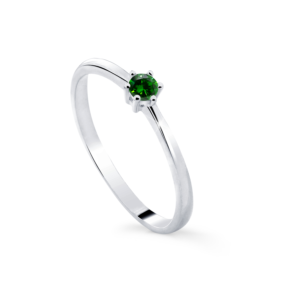 Cutie Diamonds Minimalistický prsten z bílého zlata se smaragdem DZ8011-SM-X-2 60 mm