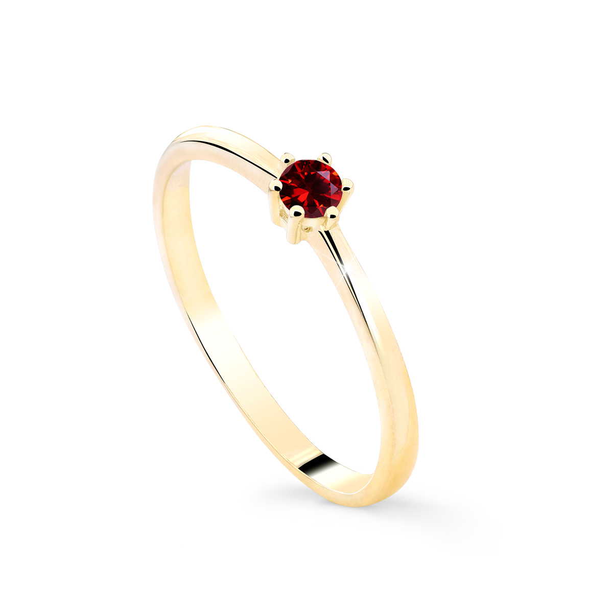 Cutie Diamonds Minimalistický prsten ze žlutého zlata s rubínem DZ8011-RU-X-1 61 mm