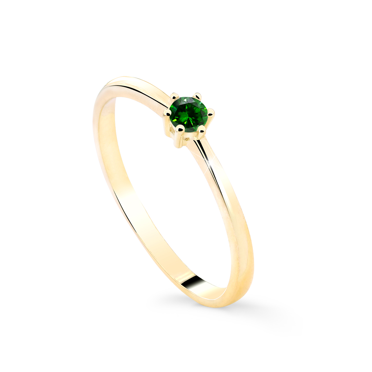 Cutie Diamonds Minimalistický prsten ze žlutého zlata se smaragdem DZ8011-SM-X-1 58 mm