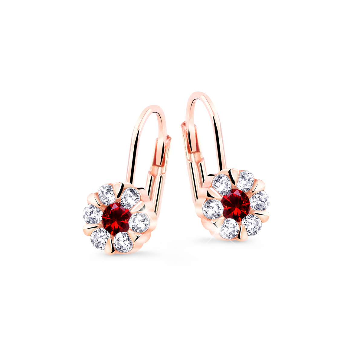 Cutie Diamonds Oslnivé visiace náušnice z ružového zlata s rubínmi a diamantmi DZ8039-55-RU-X-4