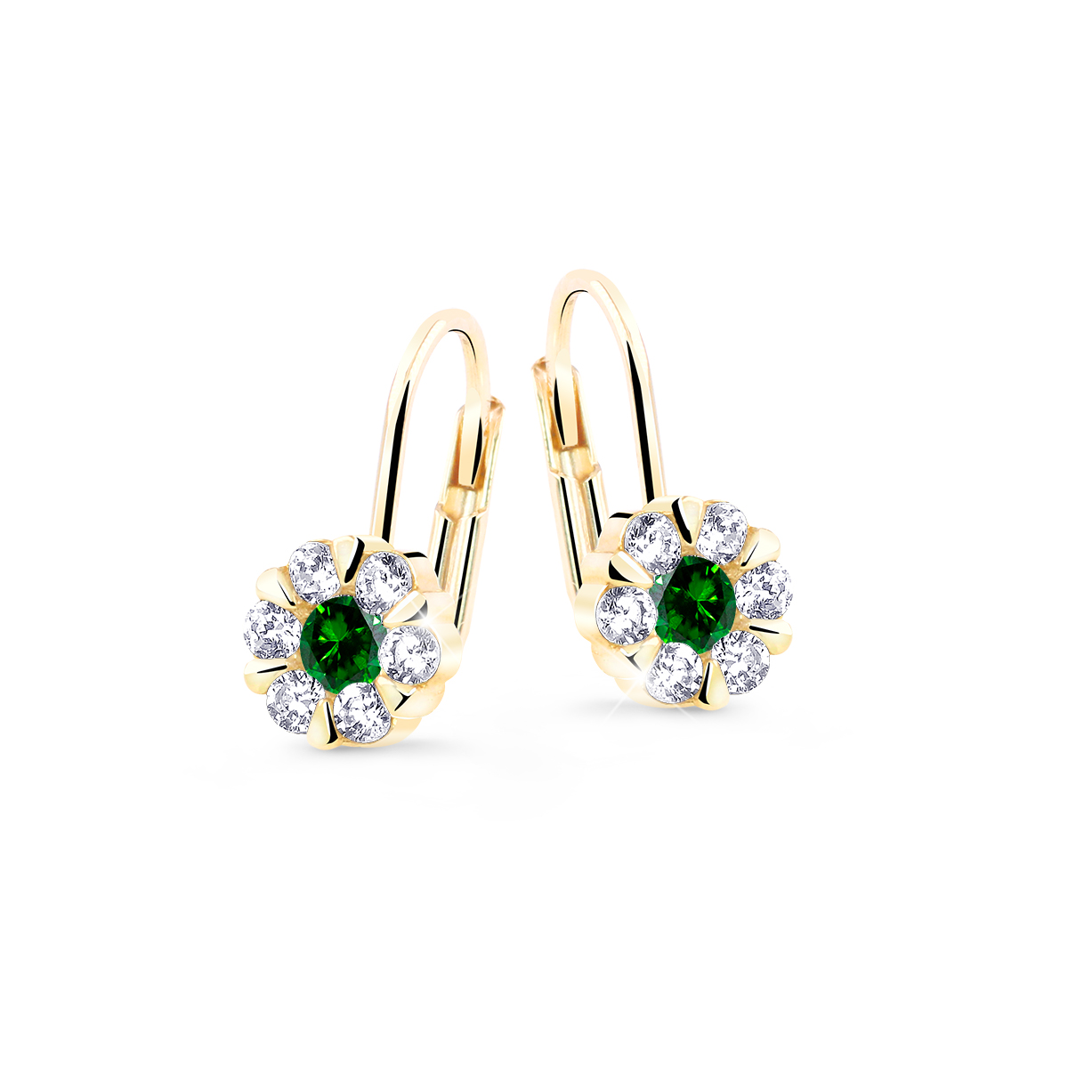 Cutie Diamonds Oslnivé visiace náušnice zo žltého zlata so smaragdmi a diamantmi DZ8039-55-SM-X-1