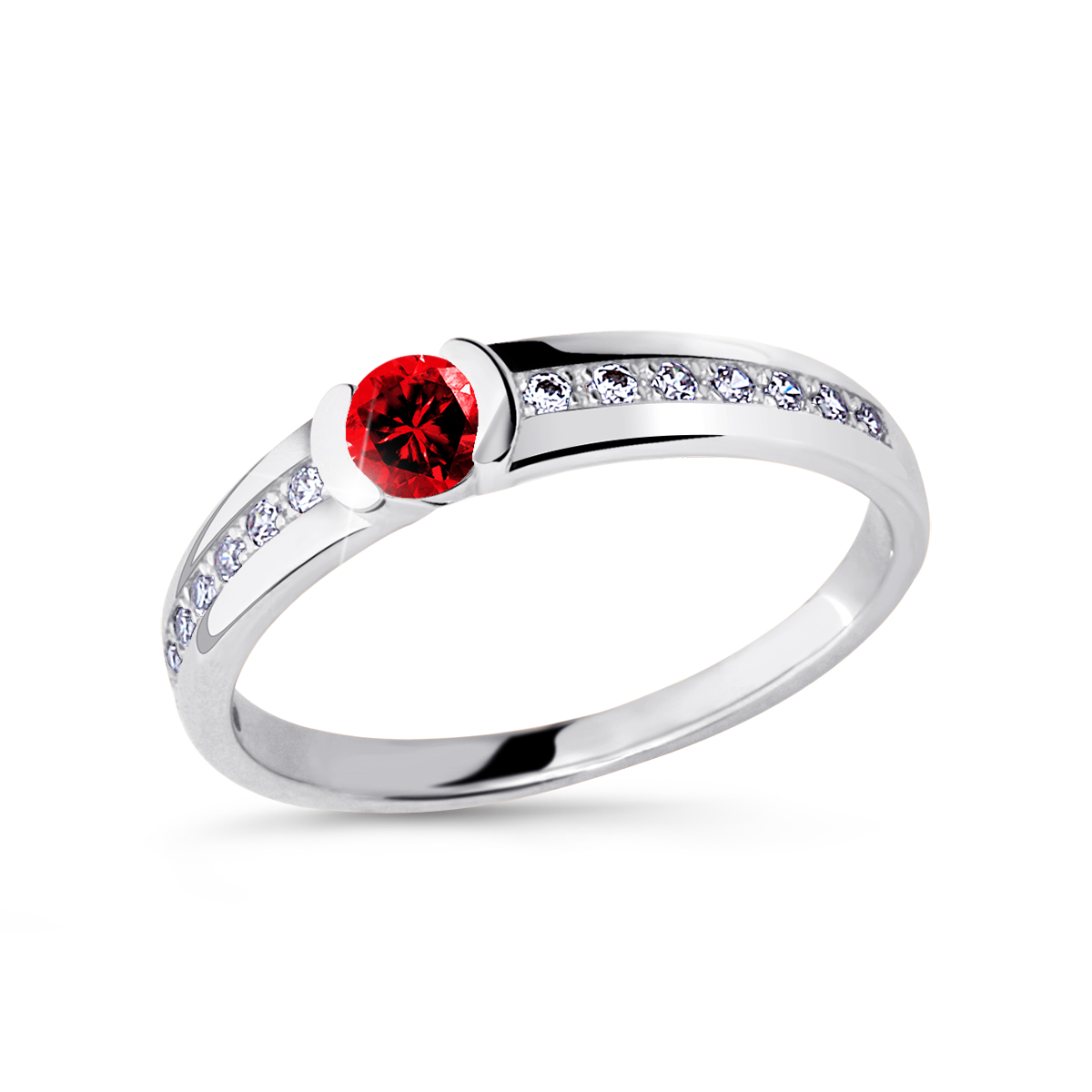 Cutie Diamonds Prsten z bílého zlata s rubínem a diamanty DZ6708-2106-RU-X-2 49 mm
