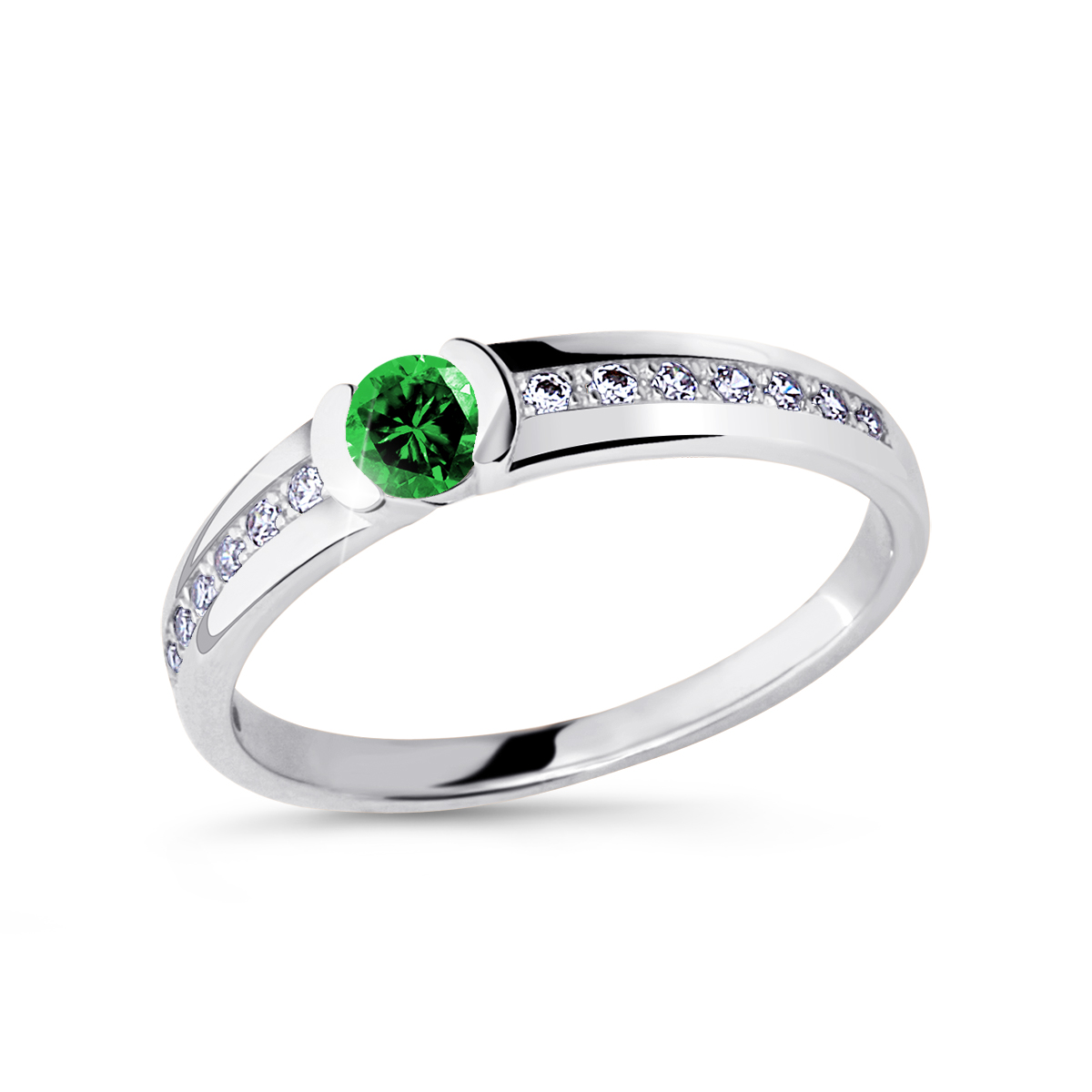 Cutie Diamonds Prsten z bílého zlata se smaragdem a diamanty DZ6708-2106-SM-X-2 65 mm