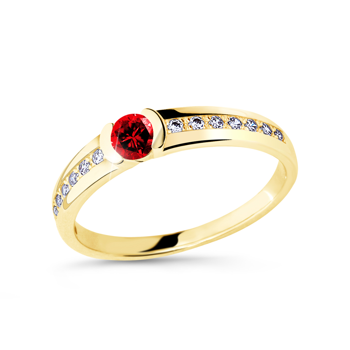 Cutie Diamonds Prsten ze žlutého zlata s rubínem a diamanty DZ6708-2106-RU-X-1 59 mm