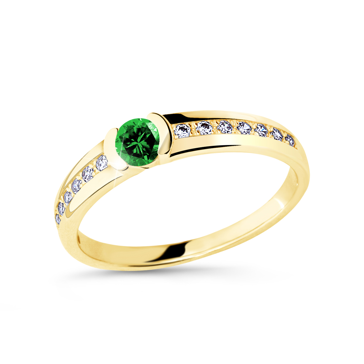 Cutie Diamonds Prsten ze žlutého zlata se smaragdem a diamanty DZ6708-2106-SM-X-1 60 mm