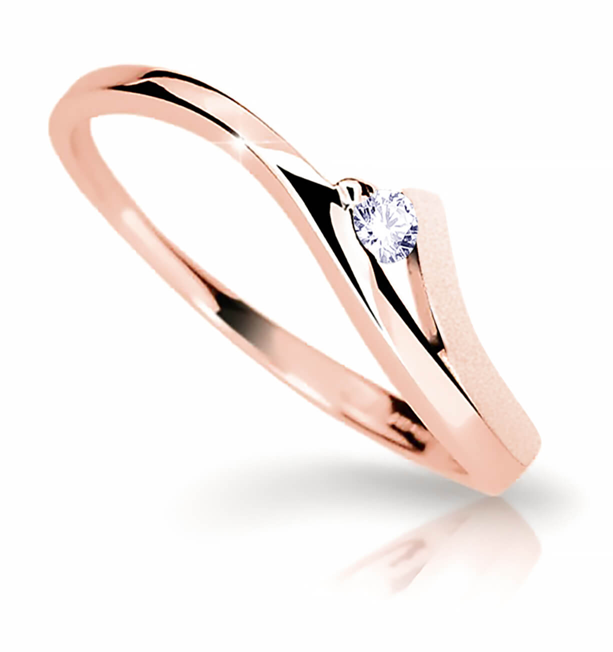 Cutie Diamonds Pôvabný prsteň z ružového zlata s briliantom DZ6818-1718-00-X-4 58 mm