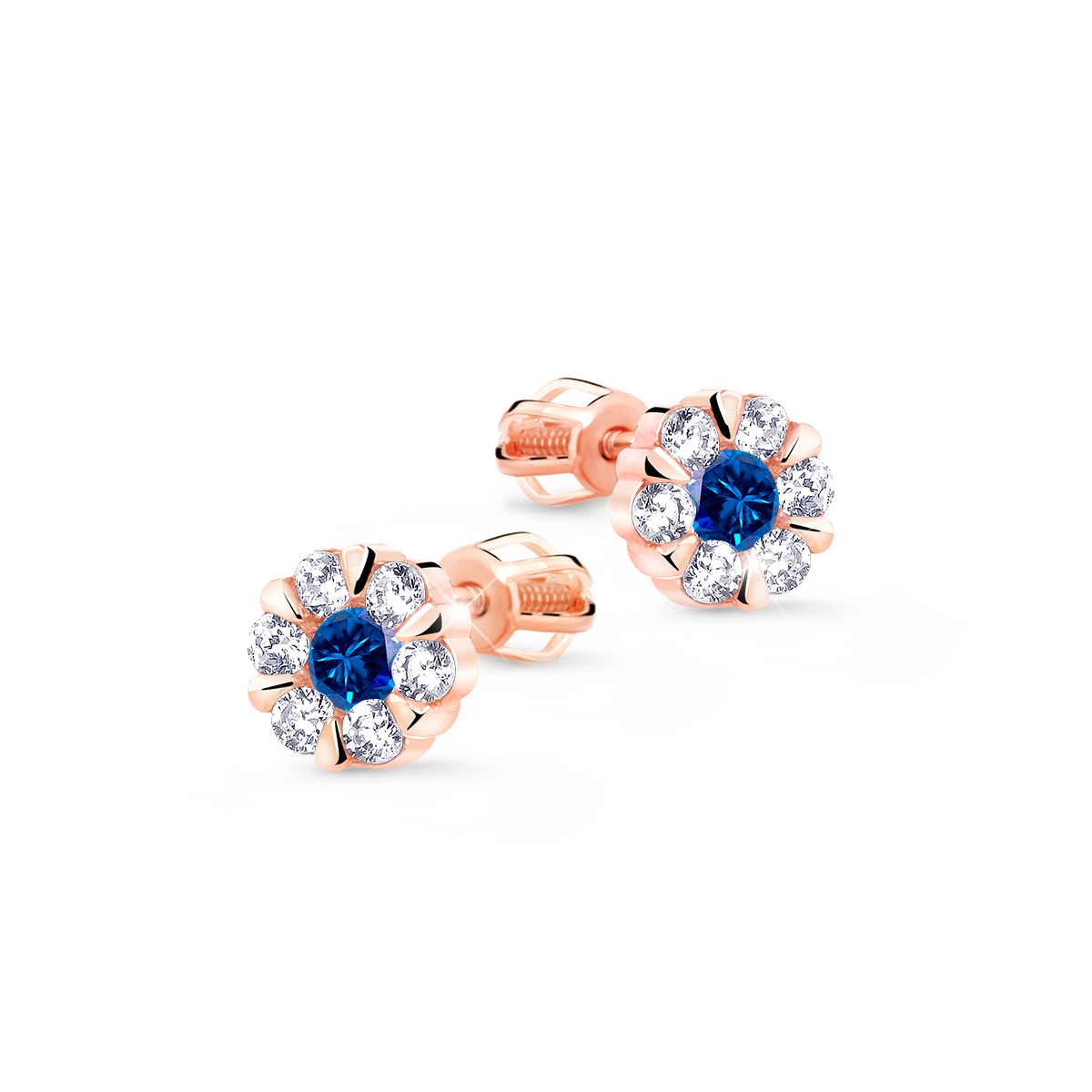 Cutie Diamonds Skvostné náušnice z růžového zlata se safíry a diamanty DZ8039-30-SF-X-4