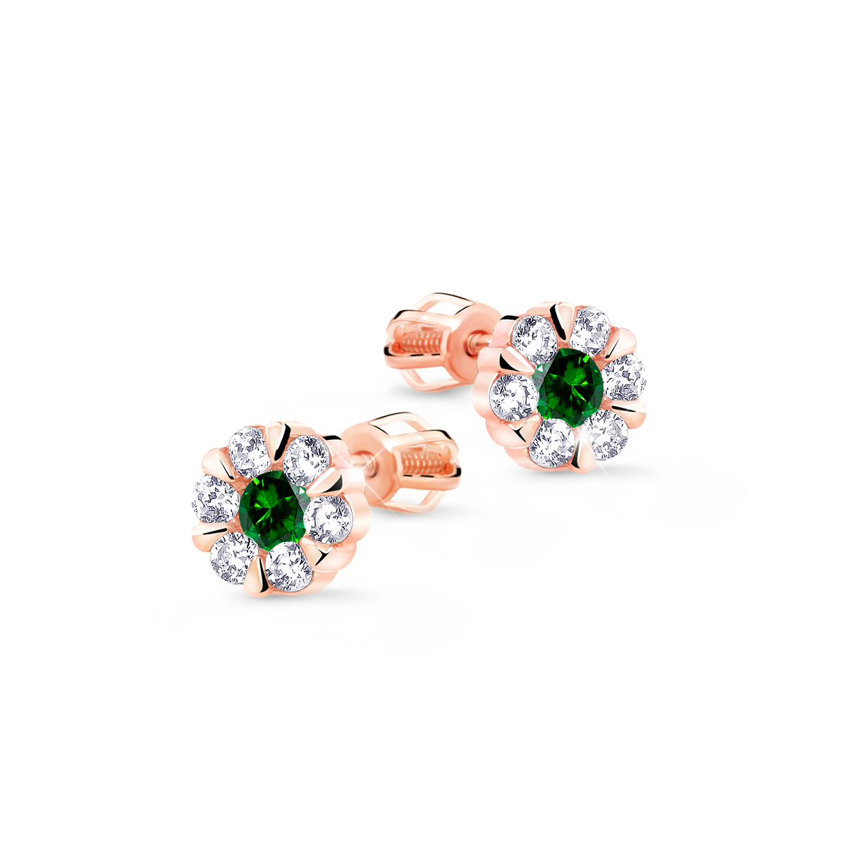 Cutie Diamonds Skvostné náušnice z růžového zlata se smaragdy a diamanty DZ8039-30-SM-X-4