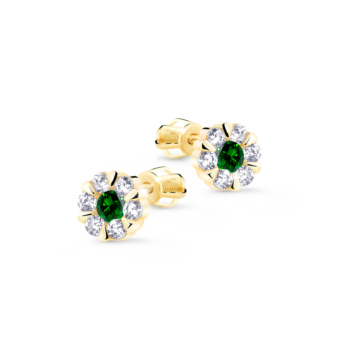 Cutie Diamonds Skvostné náušnice ze žlutého zlata se smaragdy a diamanty DZ8039-30-SM-X-1