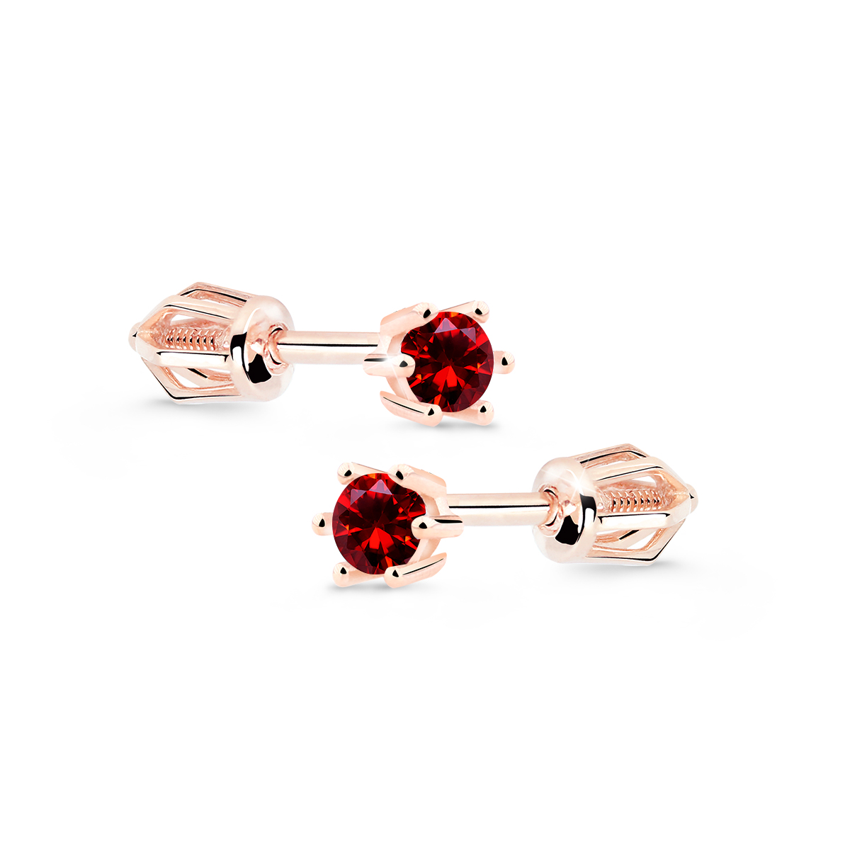 Cutie Diamonds Slušivé náušnice z ružového zlata s rubínmi DZ8012-30-RU-X-4