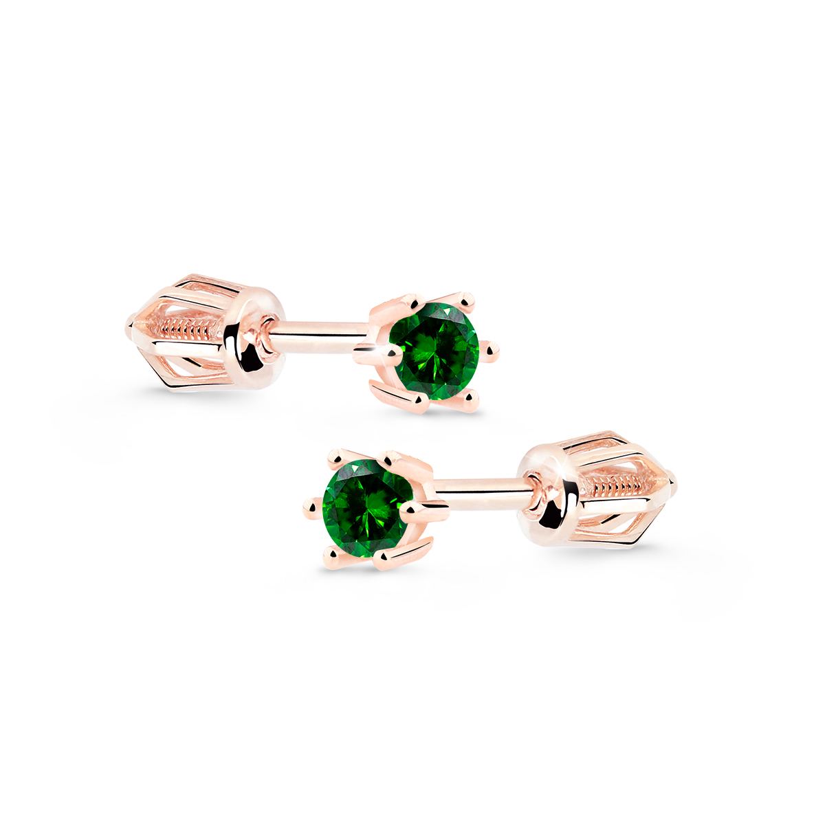 Cutie Diamonds Slušivé náušnice z růžového zlata se smaragdy DZ8012-30-SM-X-4