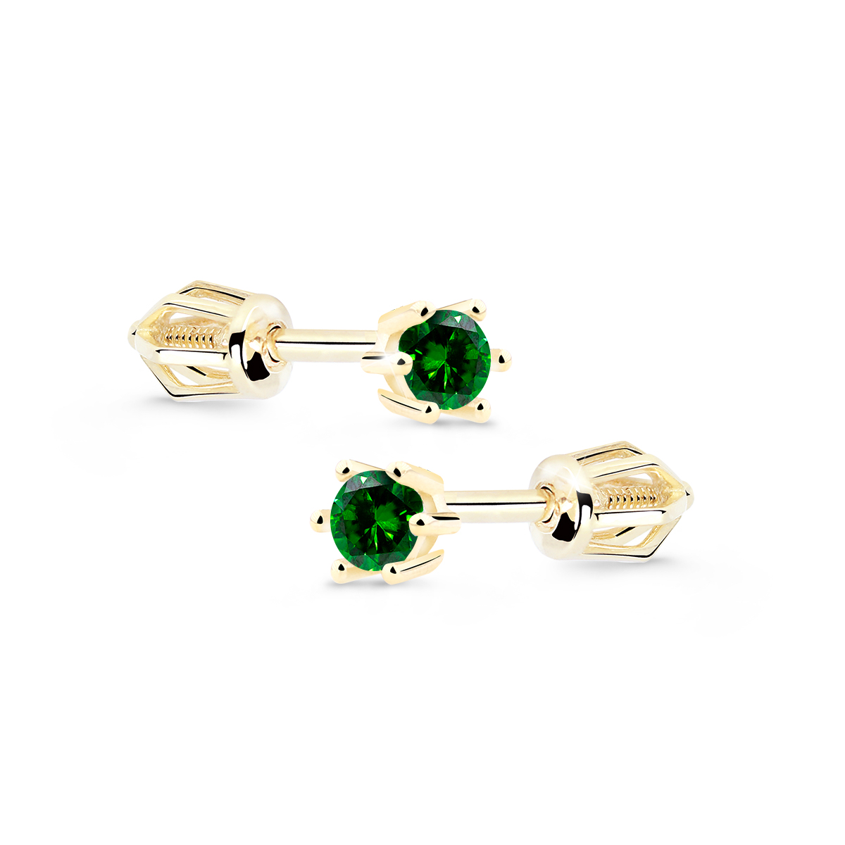 Cutie Diamonds Slušivé náušnice ze žlutého zlata se smaragdy DZ8012-30-SM-X-1