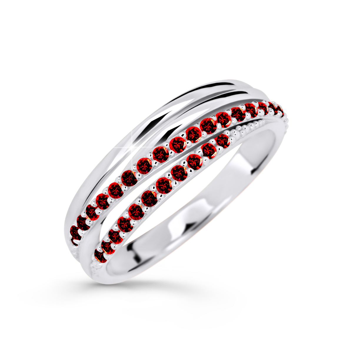 Cutie Diamonds Trblietavý prsteň z bieleho zlata s rubínmi DZ6716-3352-RU-X-2 62 mm